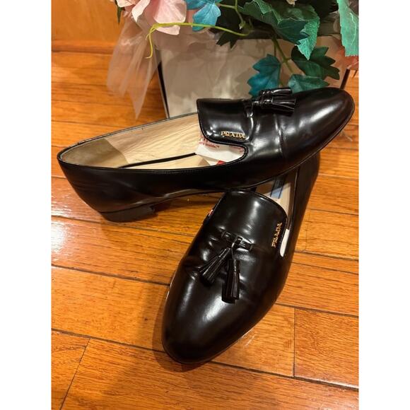 PRADA Women's LOGO tassel loafer shoes 41 us 10 (san100 - Picture 1 of 9